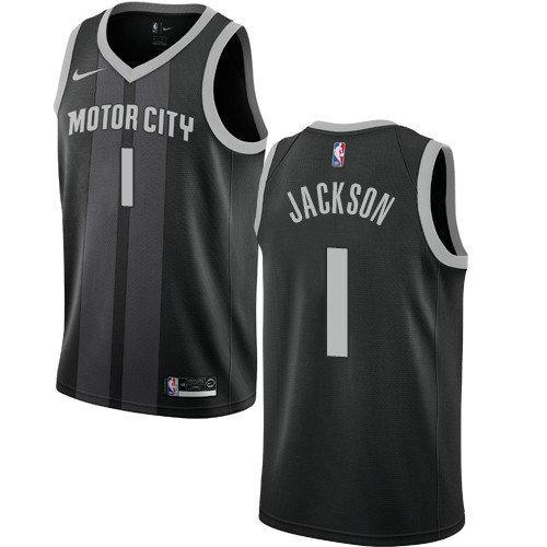Nike Pistons #1 Reggie Jackson Black NBA Swingman City Edition 2018 19 Jersey