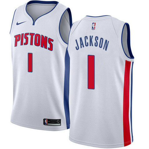 Nike Pistons #1 Reggie Jackson White NBA Swingman Association Edition Jersey