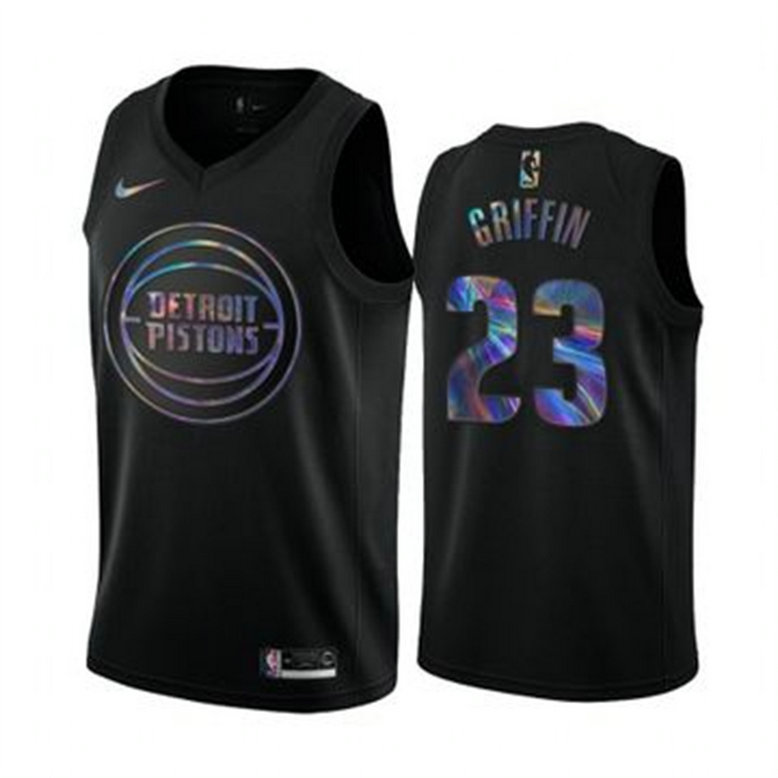 Nike Pistons #23 Blake Griffin Men's Iridescent Holographic Collection NBA Jersey - Black