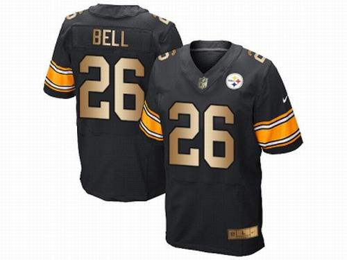 Nike Pittsburgh Steelers #26 Le'Veon Bell Black Elite Gold Jersey