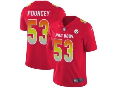 Nike Pittsburgh Steelers #53 Maurkice Pouncey Red Limited AFC 2018 Pro Bowl Jersey