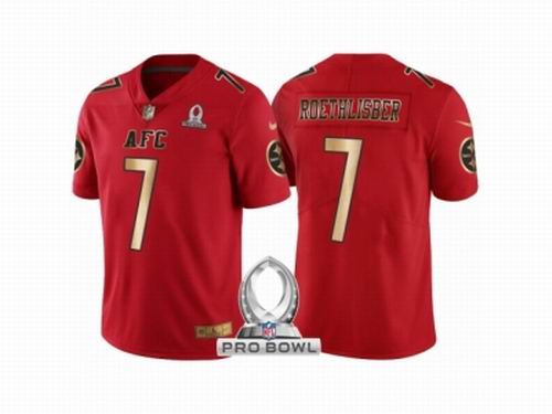Nike Pittsburgh Steelers #7 Ben Roethlisberger AFC 2017 Pro Bowl Red Gold Limited Jersey