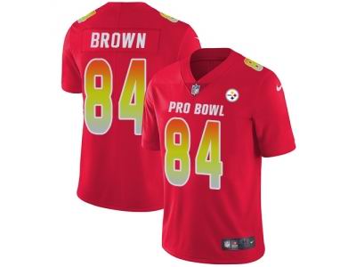 Nike Pittsburgh Steelers #84 Antonio Brown Red Limited AFC 2018 Pro Bowl Jersey