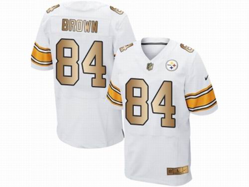 Nike Pittsburgh Steelers #84 Antonio Brown White Elite Gold Jersey