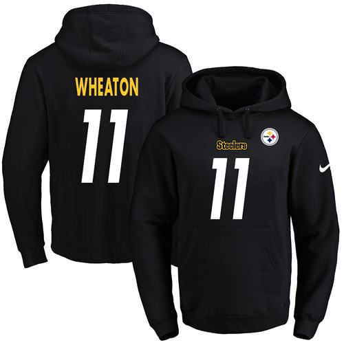 Nike Pittsburgh Steelers 11 Markus Wheaton Black Name Number Pullover NFL Hoodie