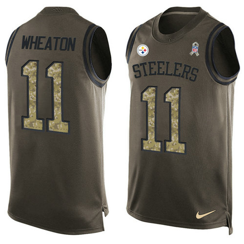 Nike Pittsburgh Steelers 11 Markus Wheaton Green NFL Limited Salute To Service Tank Top Jersey