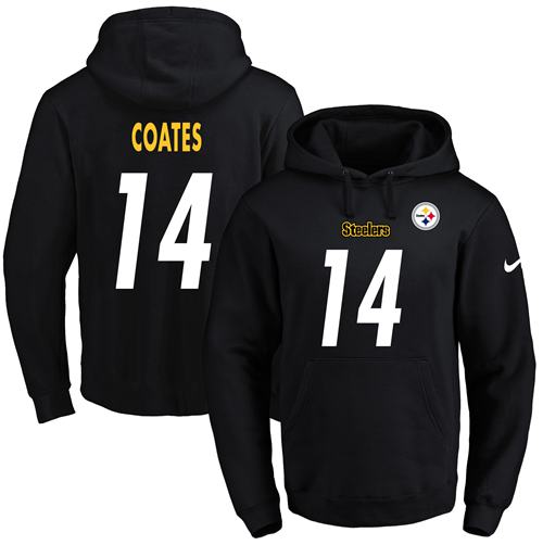 Nike Pittsburgh Steelers 14 Sammie Coates Black Name Number Pullover NFL Hoodie
