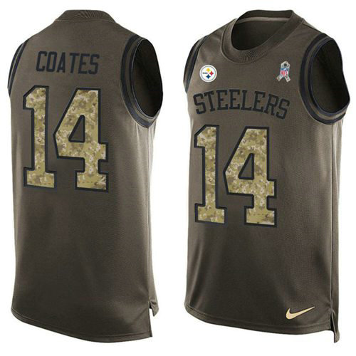 Nike Pittsburgh Steelers 14 Sammie Coates Green NFL Limited Salute To Service Tank Top Jersey