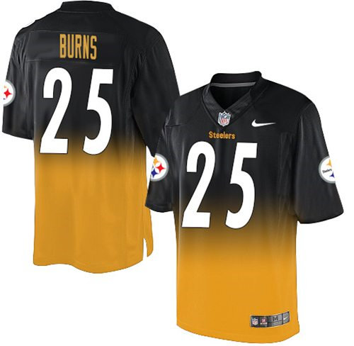 Nike Pittsburgh Steelers 25 Artie Burns Black Gold NFL Elite Fadeaway Fashion Jersey