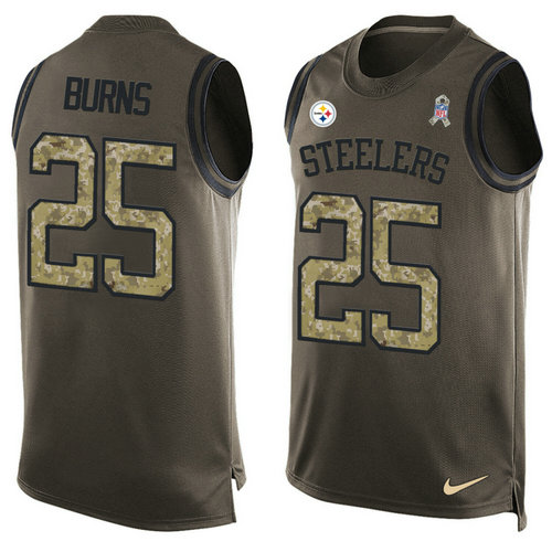 Nike Pittsburgh Steelers 25 Artie Burns Green NFL Limited Salute To Service Tank Top Jersey