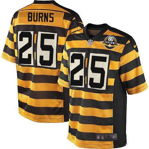 Nike Pittsburgh Steelers 25 Artie Burns Yellow Black Alternate NFL 80TH Throwback Elite Jersey