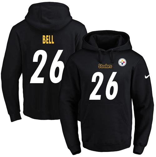 Nike Pittsburgh Steelers 26 LeVeon Bell Black Name Number Pullover NFL Hoodie