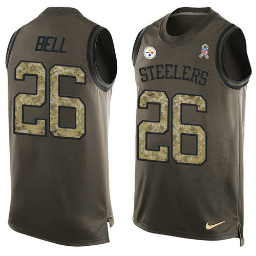 Nike Pittsburgh Steelers 26 Le Veon Bell Green NFL Limited Salute To Service Tank Top Jersey