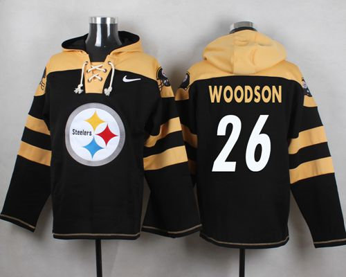 Nike Pittsburgh Steelers 26 Rod Woodson Black Player Pullover NFL Hoodie