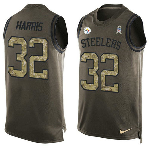 Nike Pittsburgh Steelers 32 Franco Harris Green NFL Limited Salute To Service Tank Top Jersey