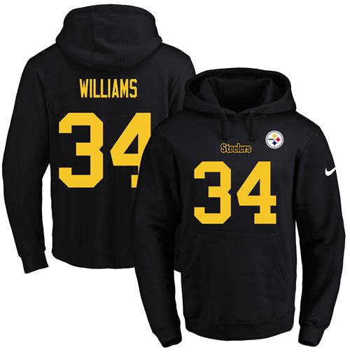 Nike Pittsburgh Steelers 34 DeAngelo Williams Black Gold No.Name  Number Pullover NFL Hoodie