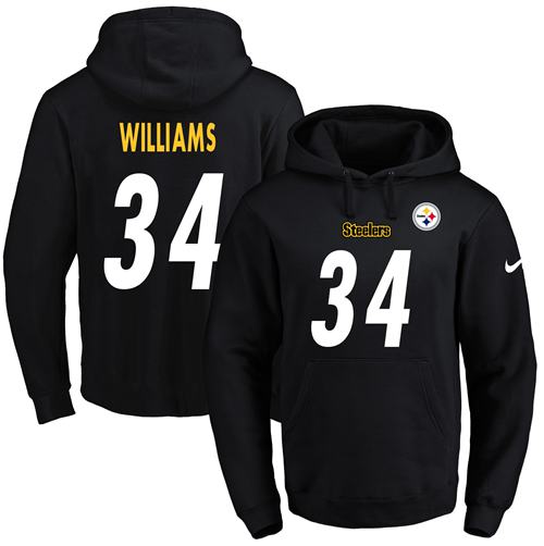 Nike Pittsburgh Steelers 34 DeAngelo Williams Black Name Number Pullover NFL Hoodie