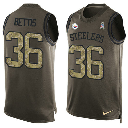 Nike Pittsburgh Steelers 36 Jerome Bettis Green NFL Limited Salute To Service Tank Top Jersey