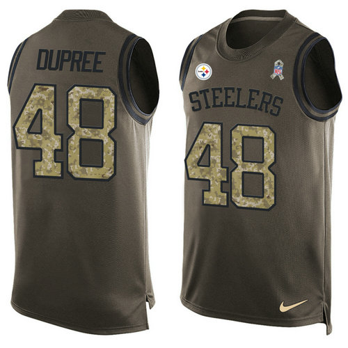 Nike Pittsburgh Steelers 48 Bud Dupree Green NFL Limited Salute To Service Tank Top Jersey