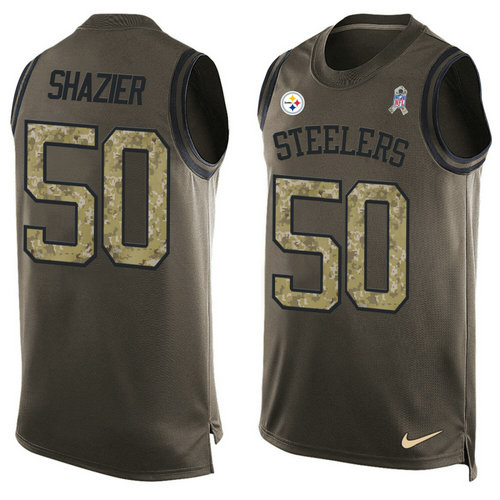 Nike Pittsburgh Steelers 50 Ryan Shazier Green NFL Limited Salute To Service Tank Top Jersey