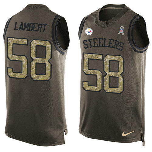 Nike Pittsburgh Steelers 58 Jack Lambert Green NFL Limited Salute To Service Tank Top Jersey