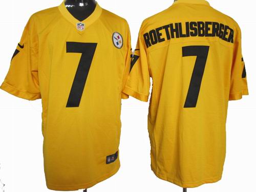 Nike Pittsburgh Steelers 7# Ben Roethlisberger yellow game jerseys