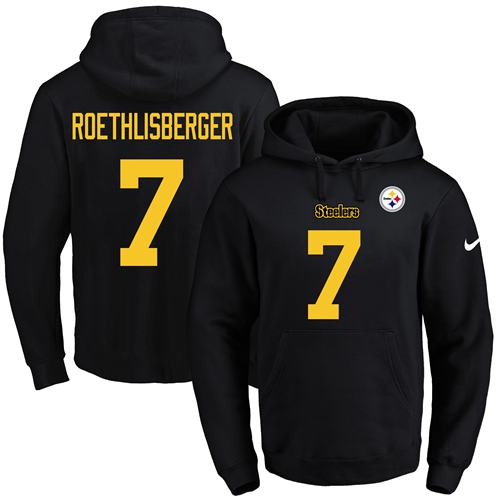 Nike Pittsburgh Steelers 7 Ben Roethlisberger Black- Gold No.Name  Number Pullover NFL Hoodie
