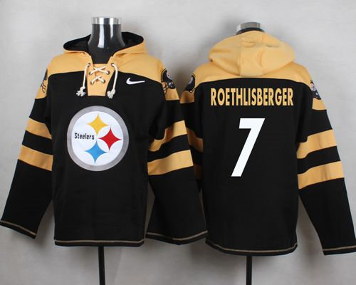 Nike Pittsburgh Steelers 7 Ben Roethlisberger Black Player Pullover NFL Hoodie