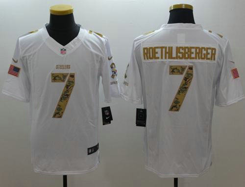 Nike Pittsburgh Steelers 7 Ben Roethlisberger White NFL Limited Salute to Service Jersey