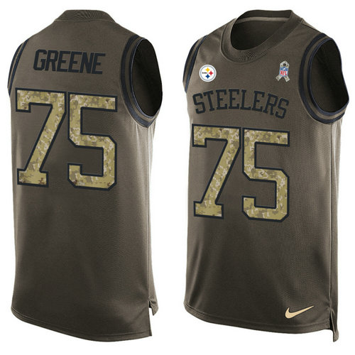 Nike Pittsburgh Steelers 75 Joe Greene Green NFL Limited Salute To Service Tank Top Jersey