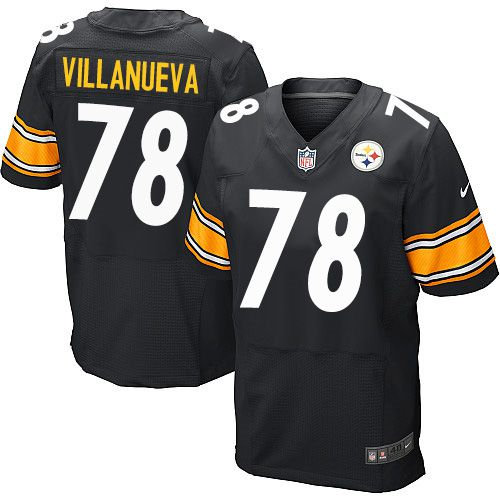 Nike Pittsburgh Steelers 78 Alejandro Villanueva Black Team Color NFL Elite Jersey