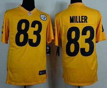 Nike Pittsburgh Steelers 83 Miller Yellow Game NFL Jerseys
