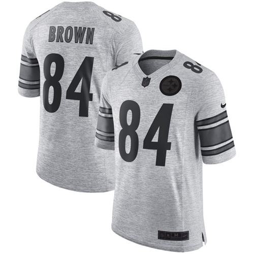 Nike Pittsburgh Steelers 84 Antonio Brown Gray NFL Limited Gridiron Gray II Jersey