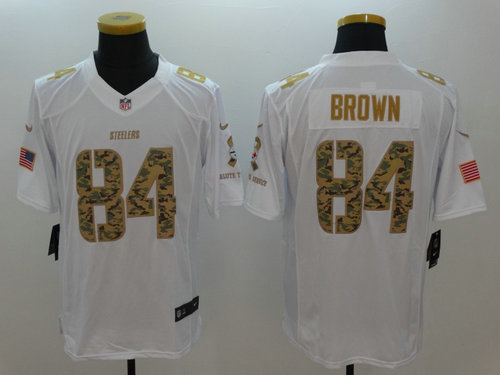 Nike Pittsburgh Steelers 84 Antonio Brown White limited Salute TO Service jerseys