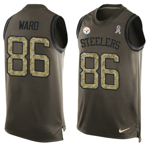 Nike Pittsburgh Steelers 86 Hines Ward Green NFL Limited Salute To Service Tank Top Jersey