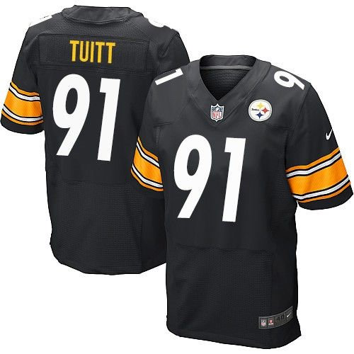 Nike Pittsburgh Steelers 91 Stephon Tuitt Black Team Color NFL Elite Jersey