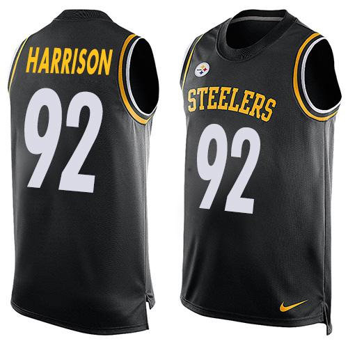 Nike Pittsburgh Steelers 92 James Harrison Black Team Color NFL Limited Tank Top Jersey