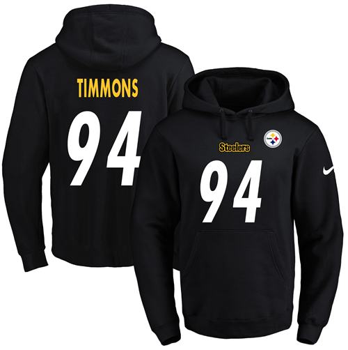 Nike Pittsburgh Steelers 94 Lawrence Timmons Black Name Number Pullover NFL Hoodie
