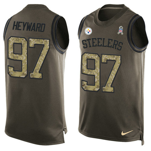 Nike Pittsburgh Steelers 97 Cameron Heyward Green NFL Limited Salute To Service Tank Top Jersey