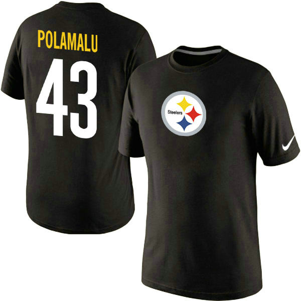 Nike Pittsburgh Steelers Troy Polamalu 43 Name & Number T-Shirt Black
