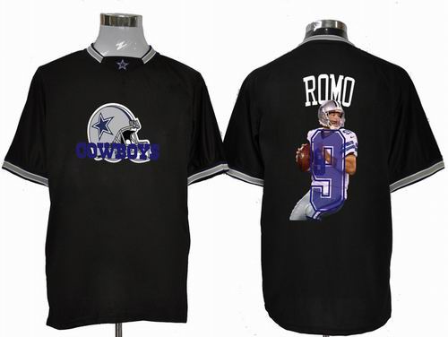 Nike Printed Dallas Cowboys #9 Tony Romo black Portrait Fashion Game Jersey