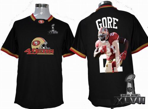 Nike Printed San Francisco 49ers #21 Frank Gore black Portrait Fashion Game 2013 Super Bowl XLVII Jersey