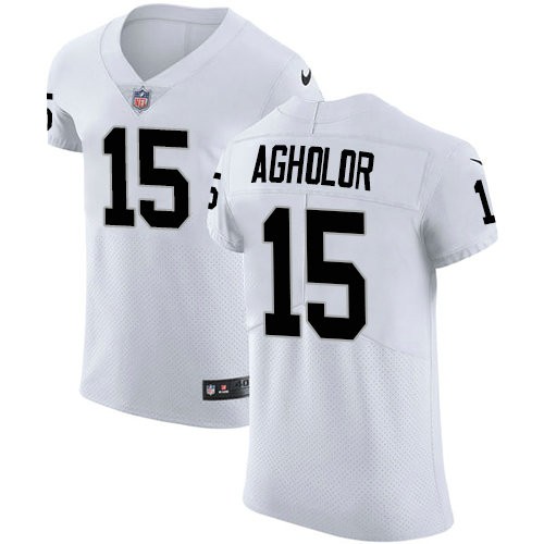 Nike Raiders #15 Nelson Agholor White Men's Stitched NFL New Elite Jersey