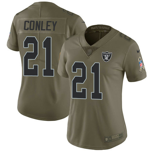Nike Raiders #21 Gareon Conley Olive Women's Stitched NFL Limited 2017 Salute to Service Jersey
