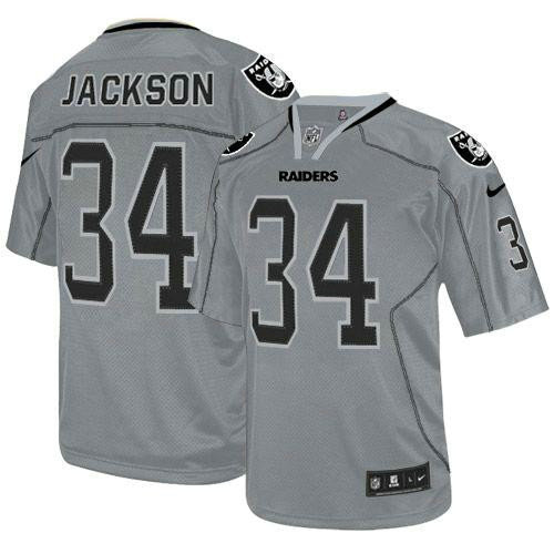 Nike Raiders #34 Bo Jackson Lights Out Grey Youth Stitched NFL Elite Jersey