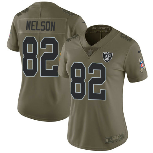 Nike Raiders #82 Jordy Nelson Olive Women's Stitched NFL Limited 2017 Salute to Service Jersey