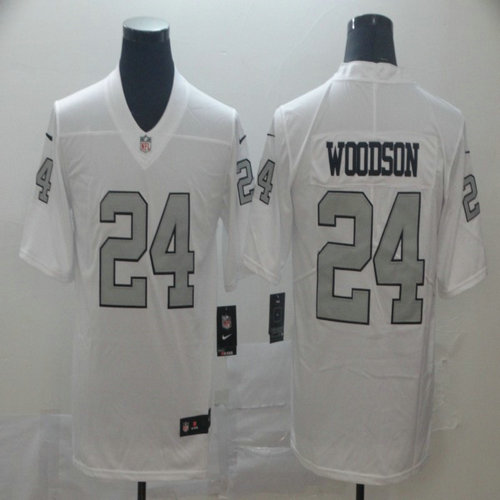 Nike Raiders 24 Charles Woodson White Color Rush Limited Jersey