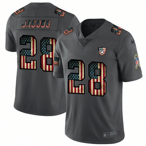Nike Raiders 28 Josh Jacobs 2019 Salute To Service USA Flag Fashion Limited Jersey