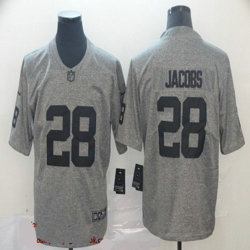 Nike Raiders 28 Josh Jacobs Gray Gridiron Gray Limited Jersey