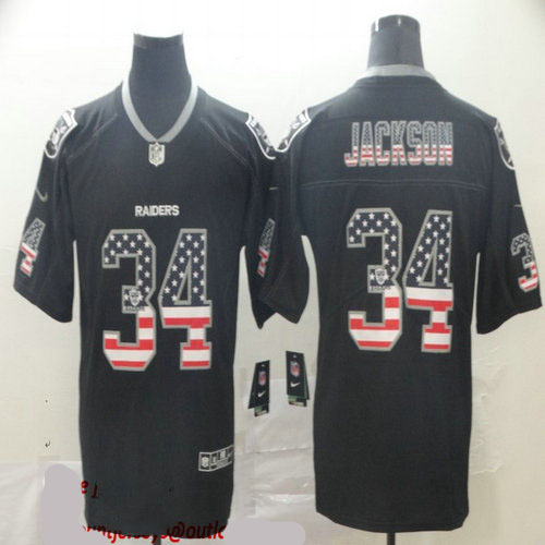 Nike Raiders 34 Bo Jackson Black USA Flag Fashion Limited Jersey